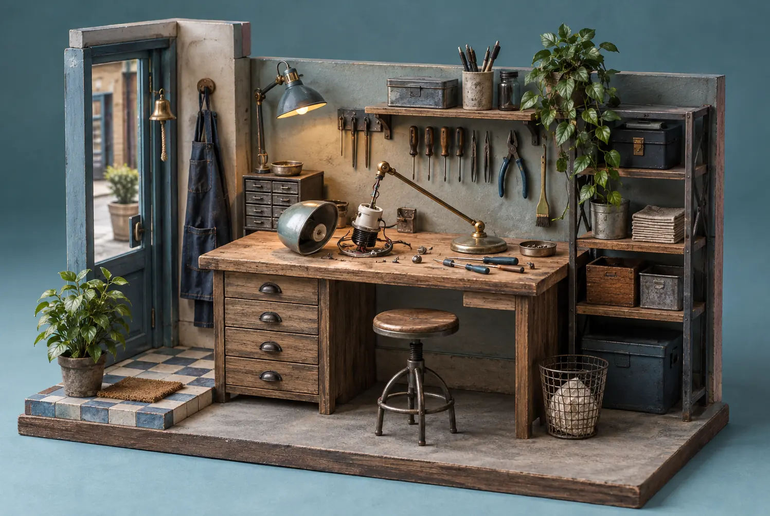 Illustration of repair businesses and their working space